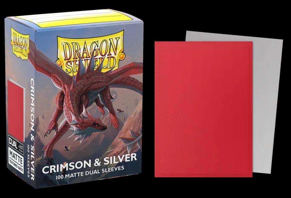 Dragon Shield - 100 protège-cartes standard Dual Mat - Crimson & Silver