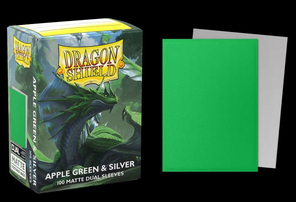 Dragon Shield - 100 protège-cartes standard Dual Mat - Apple Green & Silver