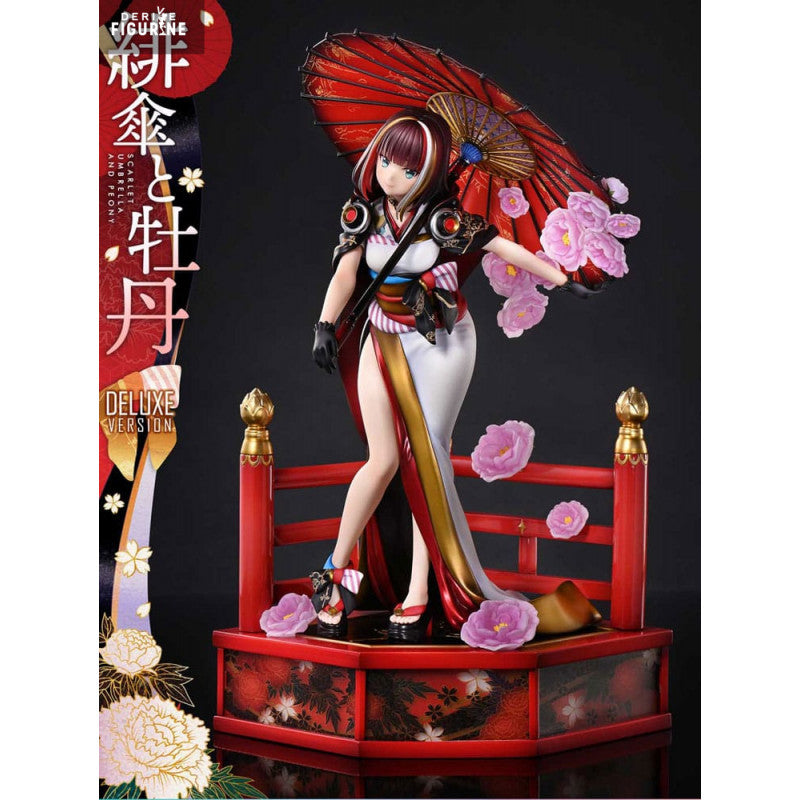 Original Illustration Fuzichoco Figurine Scarlet Umbrella And Peony Deluxe Prisma Wing