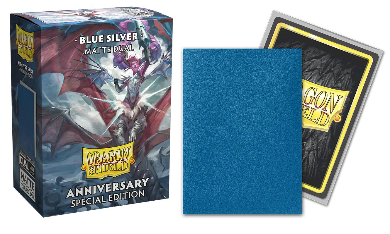 Dragon Shield - 100 protège-cartes standard Dual Mat - Cobalt & Silver