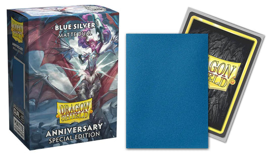 Dragon Shield - 100 protège-cartes standard Dual Mat - Cobalt & Silver