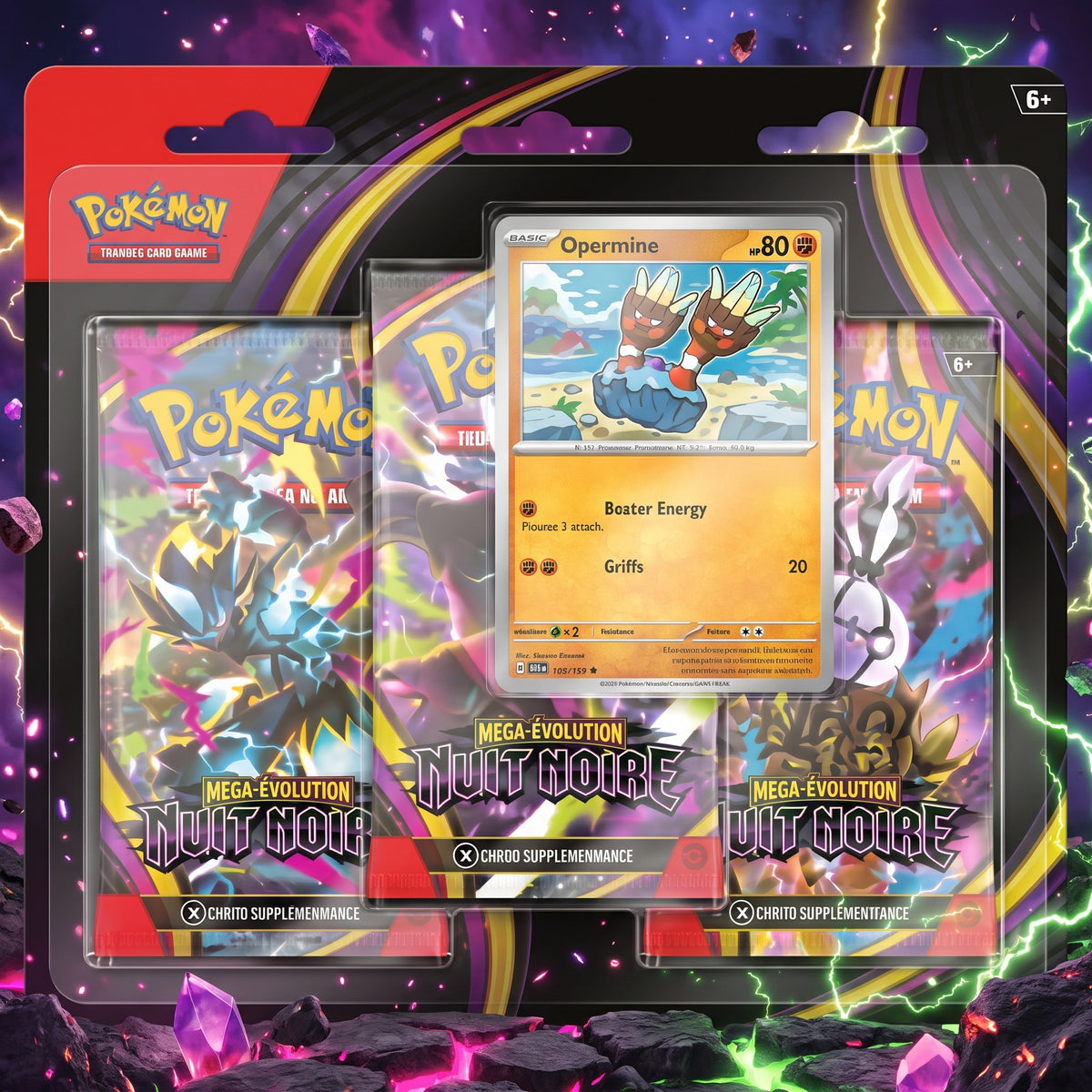 Tripack Pokémon Méga-Évolution ME05 Nuit Noire (FR)